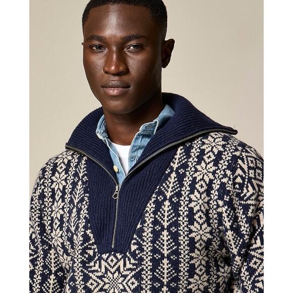 J. Crew Men's Fair Isle Lambswool Half-Zip Sweater Long Sleeve Size M NWOT - Picture 4 of 12